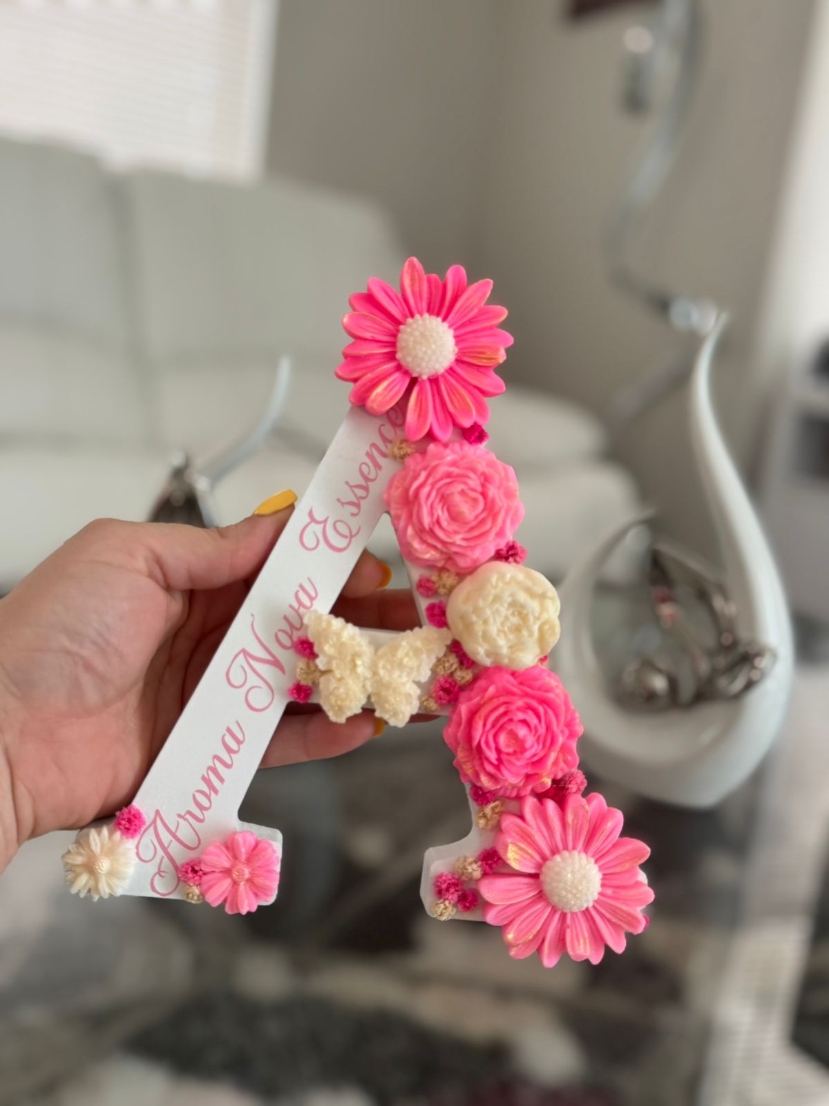 Letras personalizadas con flores de cera